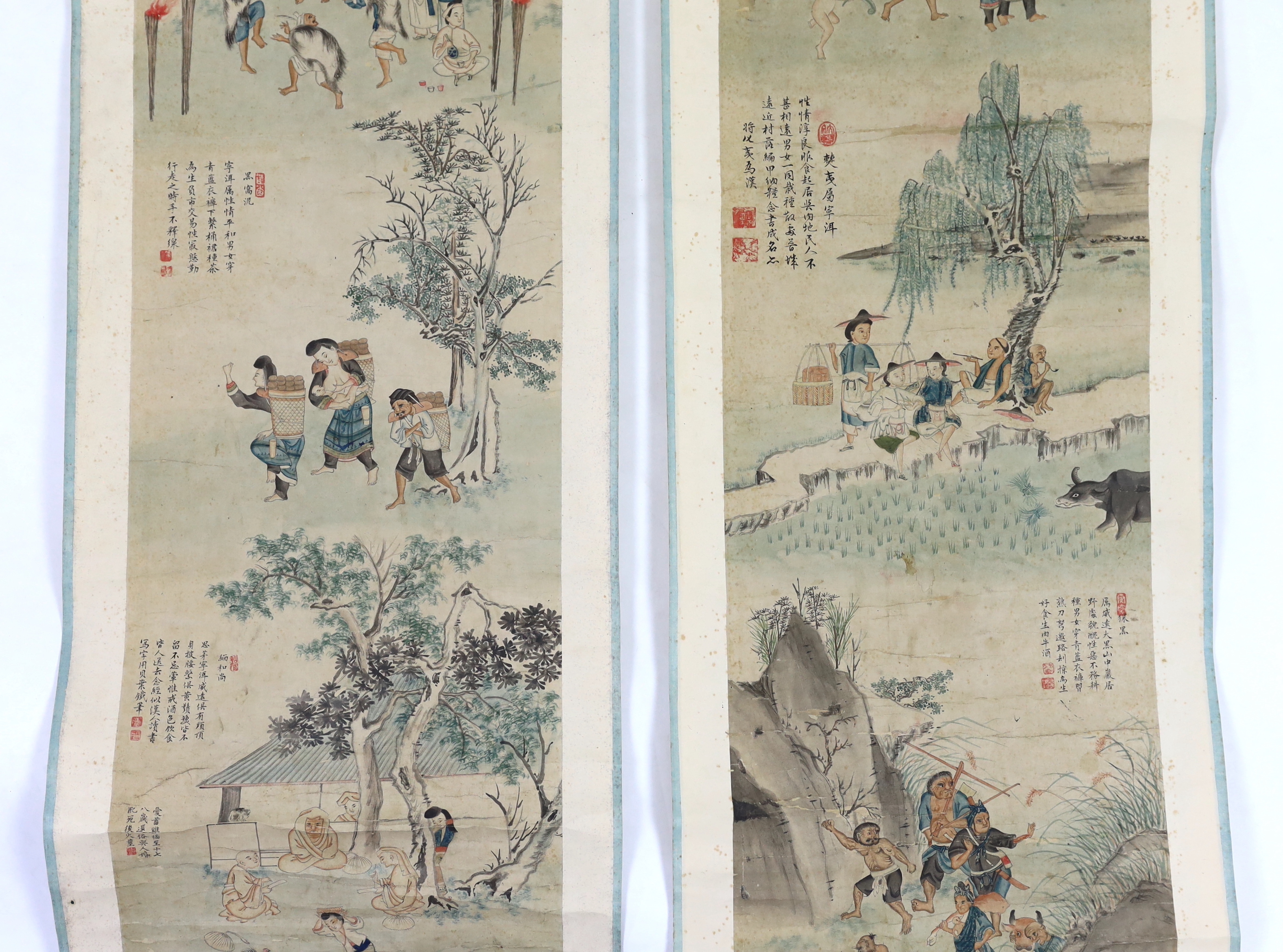 A pair of Chinese scroll paintings on paper, late 19th/early 20th century